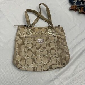 Poppy Coach Beige Signature Tote Bag